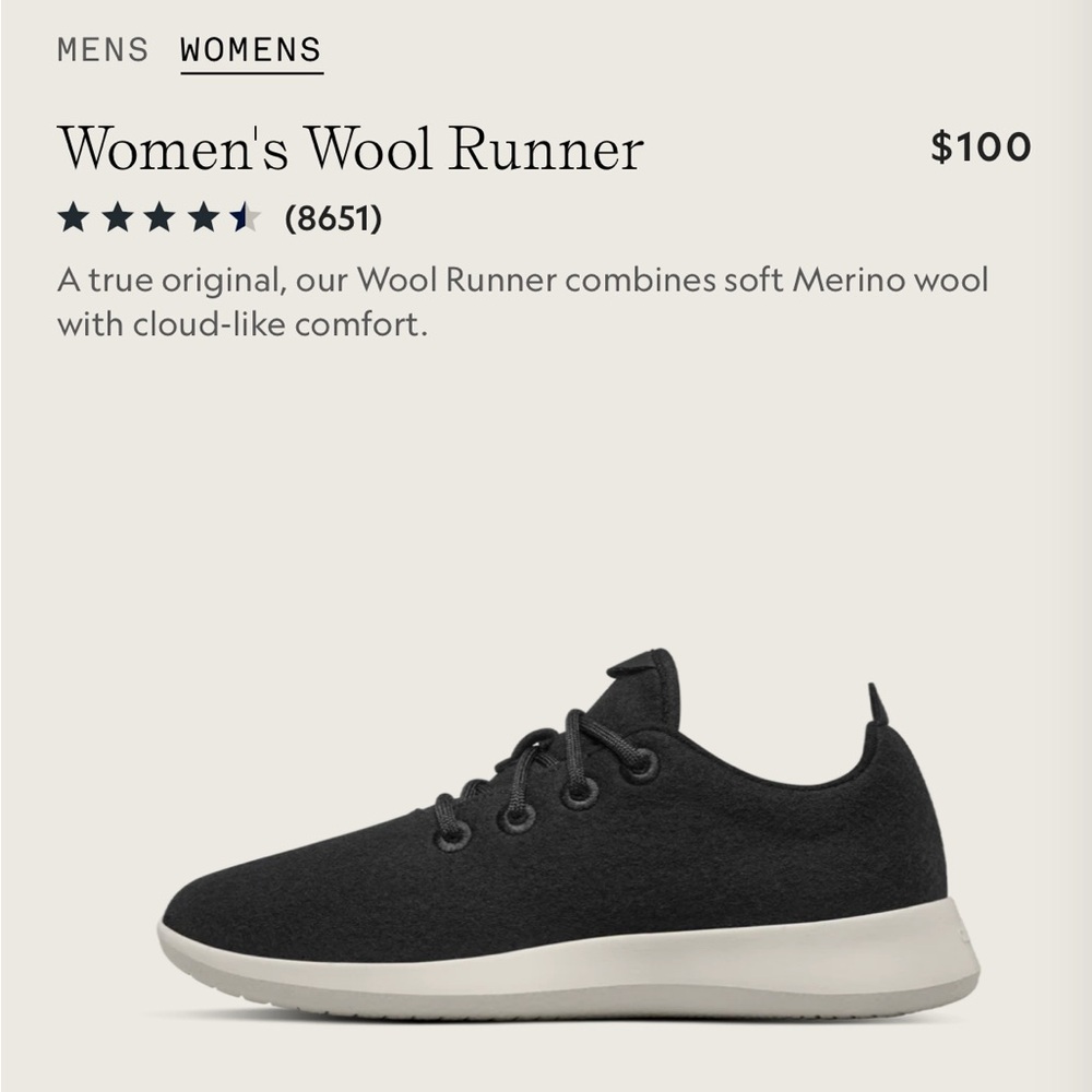 Allbirds Women's Wool Runner - True Black